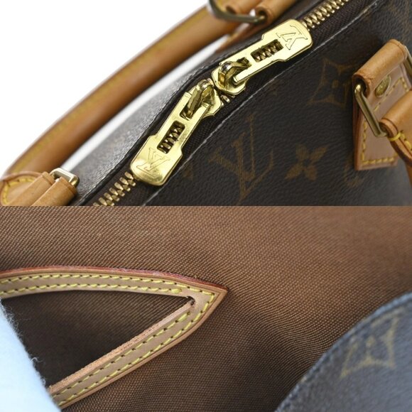 LOUIS VUITTON LV Logo Alma Hand Bag Monogram Leather Brown France M51130 73EF862 - Picture 9 of 15